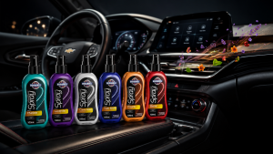 Linha de aromatizantes spray Rodabrill: Marine, Lavanda, Carro Novo, Tutti Frutti, Couro e Berry